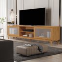 Ver imagem 6 de Rack para TV até 75 Polegadas MDF 218cm Pés em Madeira Maciça Denver Yescasa Marrom