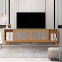 Ver imagem 1 de Rack para TV até 75 Polegadas MDF 218cm Pés em Madeira Maciça Denver Yescasa Marrom