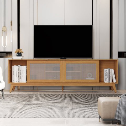 Rack para TV até 75 Polegadas Pés em Madeira Maciça 218cm Denver Yescasa