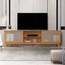 Ver imagem 4 de Rack para TV até 75 Polegadas Pés em Madeira Maciça 218cm Denver Yescasa