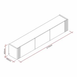 Rack para TV até 60 Polegadas Suspenso com LED Inferior 2,17m Udine Yescasa - 3