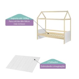 Bicama Solteiro Infantil Reversível Telhado Completo Casinha Garden Casatema - 5