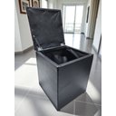 Ver imagem 3 de Puff Baú Banqueta Quadrado Cubo Decorativo Courino e Suede Preto Courino