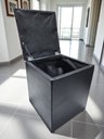 Ver imagem 3 de Puff Baú Banqueta Quadrado Cubo Decorativo Courino e Suede Preto Courino