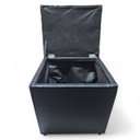 Ver imagem 2 de Puff Baú Banqueta Quadrado Cubo Decorativo Courino e Suede Preto Courino