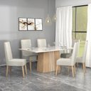 Ver imagem 1 de Conjunto Sala de Jantar 6 Cadeiras Tampo de Vidro Geórgia Marrom Inovata/Nevaska