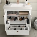 Ver imagem 2 de Gabinete para Banheiro 2 Portas 1 Gaveta 80cm Valência Cristal Branco/Quartzo