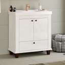 Ver imagem 1 de Gabinete para Banheiro 2 Portas 1 Gaveta 80cm Valência Cristal Branco/Quartzo