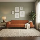 Ver imagem 1 de Sofá Living Átila 2,10m em Veludo Terracota Base Madeira Maciça