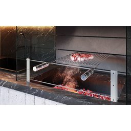 Grelha Uruguaia Barra Redonda Aço Inox Reta 80x40 Churrasco - 2 Grelha Uruguaia Barra Redonda Aço Inox Reta 80x40 Churrasco - 2