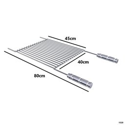 Grelha Uruguaia Barra Redonda Aço Inox Reta 80x40 Churrasco - 3 Grelha Uruguaia Barra Redonda Aço Inox Reta 80x40 Churrasco - 3