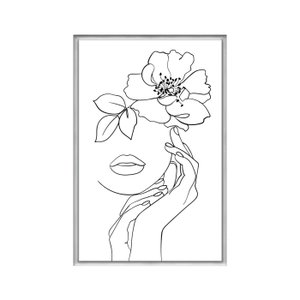Quadro Decorativo 60x80cm Vidro Beleza Minimalista Mulher Rosto Flor Art038