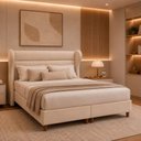 Ver imagem 1 de Cama Box Queen Elegante com Cabeceira Linho Off White Sallar Home