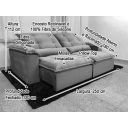 Sofá Retrátil Reclinável 2,50 m Vinho 323 Maricá - 7