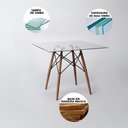 Ver imagem 5 de Conjunto Sala De Jantar Mesa Quadrada Vidro 90Cm 4 Cadeiras Pretas Cor: Preto
