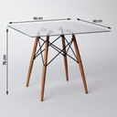 Ver imagem 3 de Conjunto Sala De Jantar Mesa Quadrada Vidro 90Cm 4 Cadeiras Pretas Cor: Preto