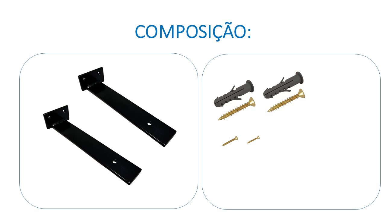 Mão Francesa 20cm Reforçada Invisível Suporte Invertida Aço - 6