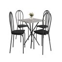 Ver imagem 2 de Conjunto Sala de Jantar Mesa Quadrada 70cm Tampo Granito com 4 Cadeiras Leia Preto/Ocre