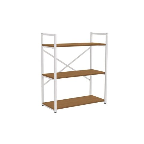 Estante Livreiro de Escritório Industrial Baixa Li007 C/ 3 Prateleiras 72x85cm Canela/branco -