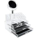 Ver imagem 2 de Organizador de Cosmeticos Maquiagem 4 Gavetas e Espelho Acrilico Porta Batom Pincel Lapis Joia