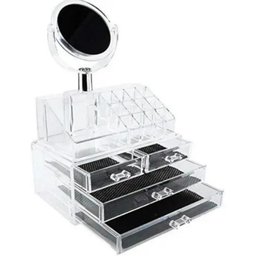 Organizador de Cosmeticos Maquiagem 4 Gavetas e Espelho Acrilico Porta Batom Pincel Lapis Joia - 2