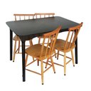 Ver imagem 5 de Jogo de Jantar Colonial Brisa Mesa 110x80 Cm Preta + 04 Cadeiras Mel Rustico