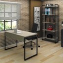 Ver imagem 2 de Kit Mesa de Escritório 120 com Estante 5 Prateleiras Office Industrial Carvalho Bruma - PR Móveis