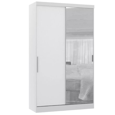 Guarda-roupa Modulado 134,5cm com Espelho 2 Portas de Correr 3 Gavetas Alpes Luciane