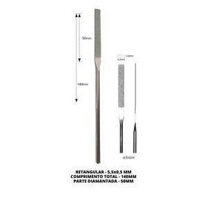 Lima Diamantada Individual Reta Retangular 140mm - #200 - 5,5x1,0mm