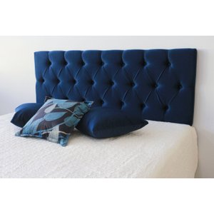 Cabeceira Premium de Casal com Botões 1.40x50cm Azul Marinho