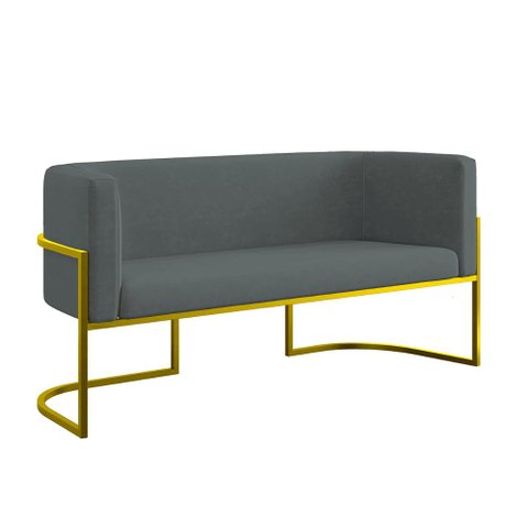 Sofá Namoradeira 2 Lugares Moderna Base Metal Gold – Balaqui Cor:cinza