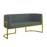 Sofá Namoradeira 2 Lugares Moderna Base Metal Gold – Balaqui Cor:cinza - 1