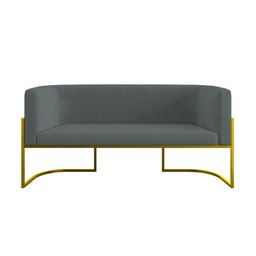Sofá Namoradeira 2 Lugares Moderna Base Metal Gold – Balaqui Cor:cinza - 4