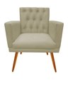 Ver imagem 3 de Kit Namoradeira + 1 Poltrona Decorativa Nina Capitonê + Puff Redondo Suede Bege Pés Madeira Ms Decor