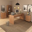 Ver imagem 2 de Kit Escritório Completo com Mesa Gaveteiro Estante e Balcão Cor:amêndoa