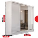 Ver imagem 3 de Guarda-roupa Casal com Espelho 3 Portas de Correr 202x190cm Plata Branco