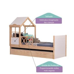 Bicama Solteiro Infantil Garden com Telhado Plus Casatema - 5