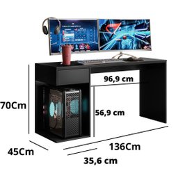 Mesa Gamer Escrivaninha Start com Gaveta Movelove - 3