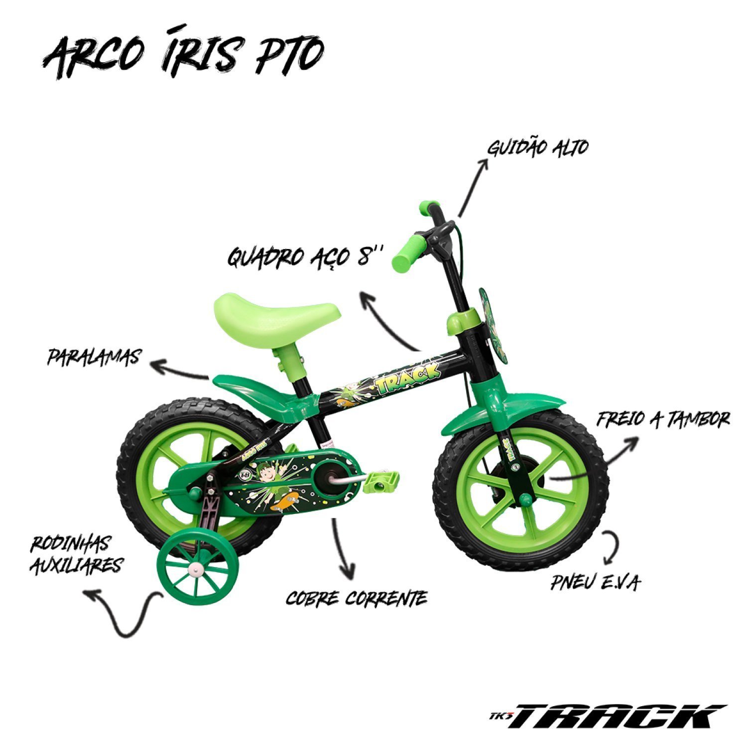 Bicicleta Infantil Arco Íris A12 TK3 Track - 4