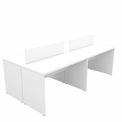 Estação de Trabalho 4 Lugares 140x60 Mesa para Escritório Netmobil - Branco