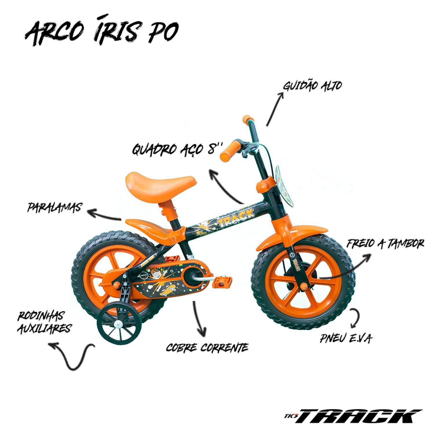 Bicicleta Infantil Arco Íris A12 TK3 Track - 4