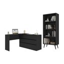 Ver imagem 2 de Kit Escrivaninha L 6 Gavetas com Estante Multiuso Essence Office Multimóveis MP6096 Preto