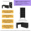 Ver imagem 3 de Kit Escrivaninha L 6 Gavetas com Estante Multiuso Essence Office Multimóveis MP6096 Preto