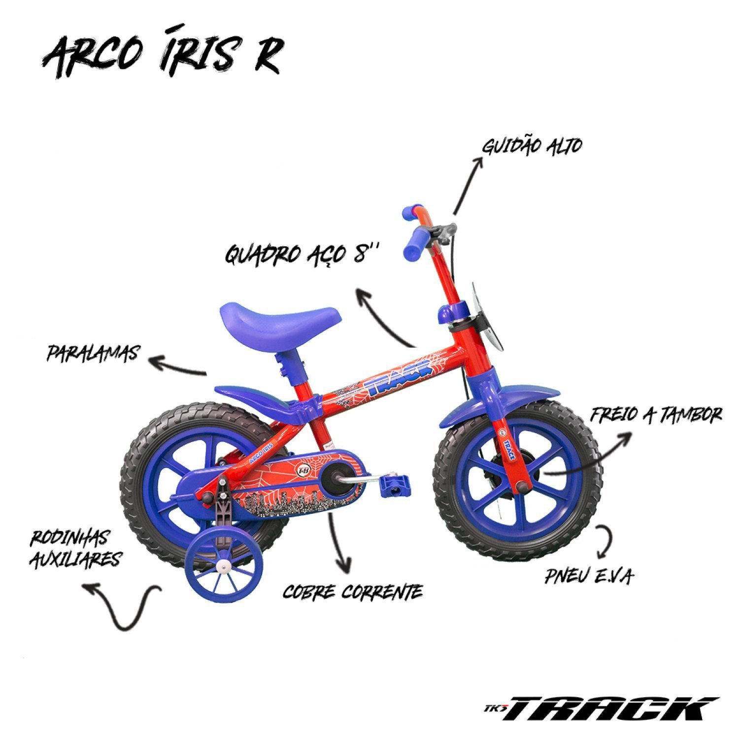 Bicicleta Infantil Arco Íris A12 TK3 Track - 4