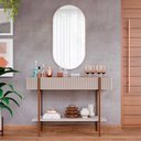 Ver imagem 1 de Kit Aparador Canelado Lira com Espelho Decorativo Jade Cimol Off White/Nature