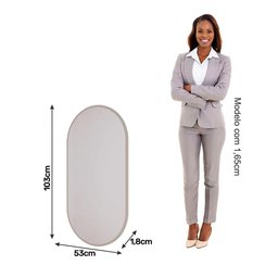 Kit Aparador Canelado Lira com Espelho Decorativo Jade Cimol Off White/Nature - 9