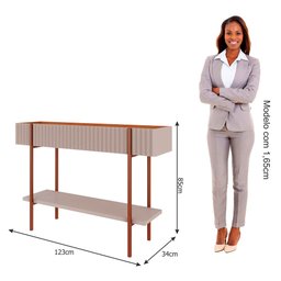 Kit Aparador Canelado Lira com Espelho Decorativo Jade Cimol Off White/Nature - 8