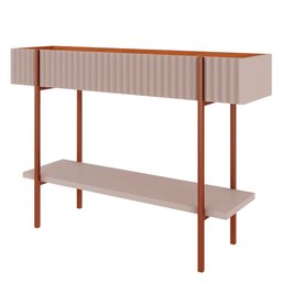 Kit Aparador Canelado Lira com Espelho Decorativo Jade Cimol Off White/Nature - 2