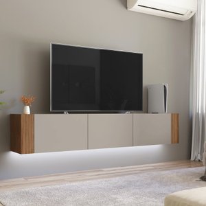 Rack para TV até 60 Polegadas Suspenso com LED Inferior 2,17m Udine Yescasa