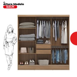 Guarda Roupa Casal 3 Portas 2 Gavetas Plata  - 4